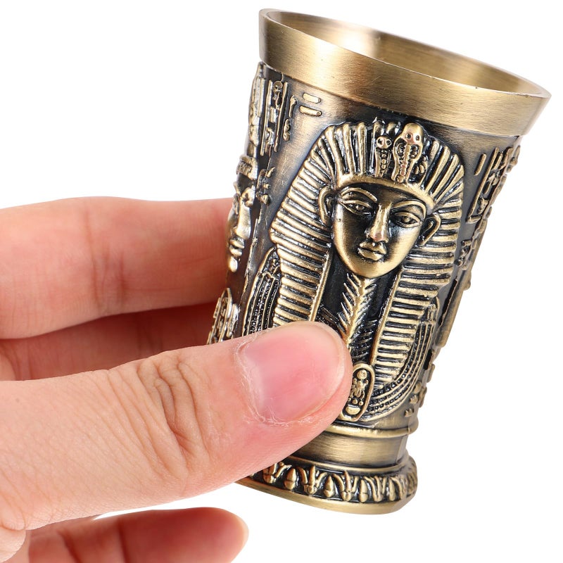 Vintage Egyptian Metal Liquor Shot Glass Retro Copper Finish Drinking Cup - Image 5