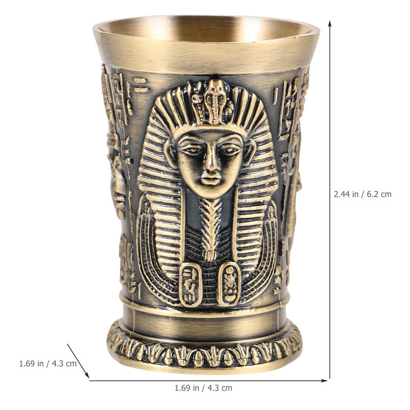 Vintage Egyptian Metal Liquor Shot Glass Retro Copper Finish Drinking Cup - Image 3