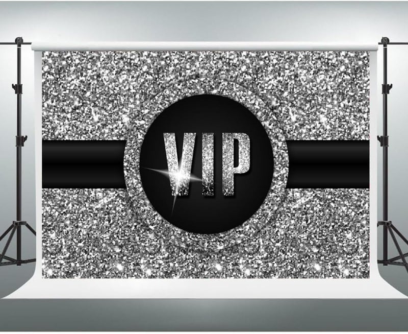 YongFoto YongFoto Red Carpet VIP Backdrop 7x5ft Black Silver Glitter Paparazzi Prop Special Guest Star Night Banquet Photography Background Graduation Prom Wedding Birthday Party Banner Photoshoot Wallpaper  - Image 3