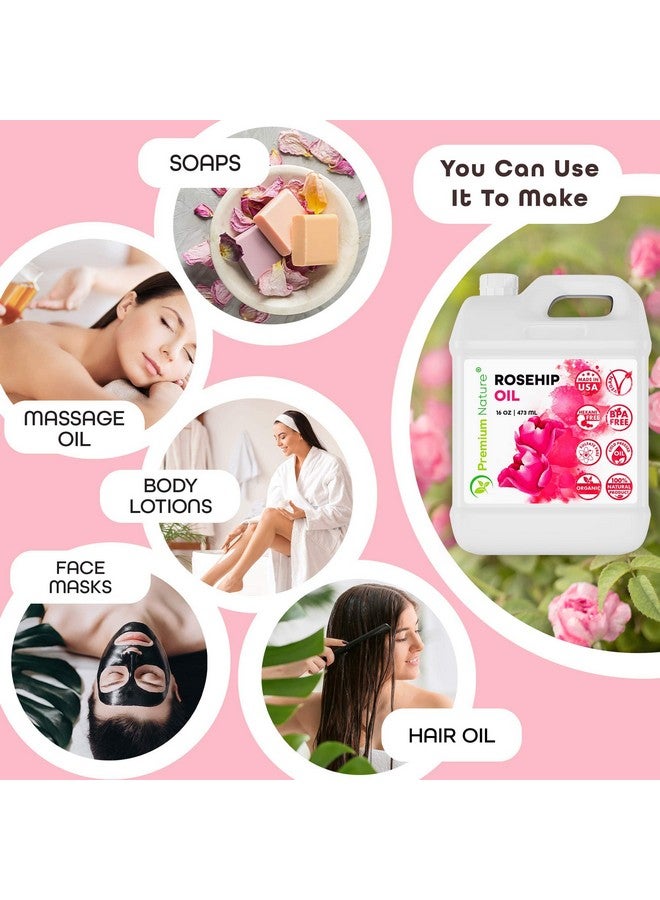 Premium Nature Rosehip Oil for Skin Face Body Hair Nails 16oz Cold Pressed Unrefined Rose Hip Seed Oil Moisturizing Facial Oil Bulk Aceite Rosa Mosqueta Puro 100 Organico Rose Oil For Face Oil For Dry Skin - Image 5