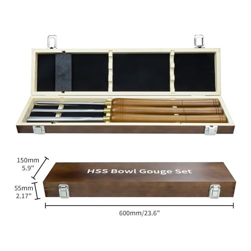 DEEFIINE 3 Pcs HSS Bowl Gouge Lathe Chisel Set, Wood Lathe Bowl Turning Tools with Wooden Box, 3/8-Inches, 1/2-Inches and 5/8-Inches chisels for woodturning - Image 5