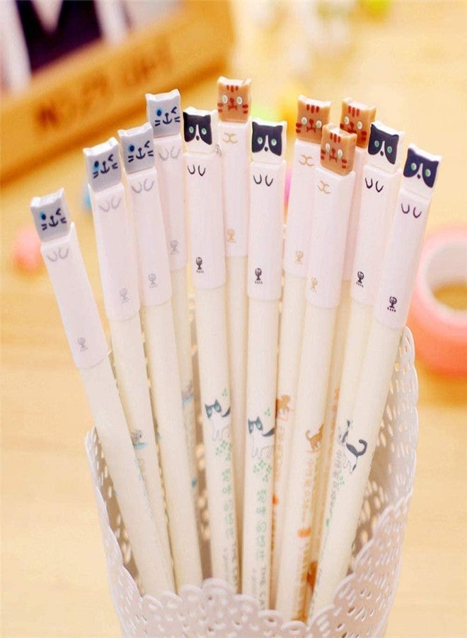 sencoo 12 pack Black Gel Ink Pens Cute Cat Pens 0.5 mm Kawaii Students Gift School Prize Boy and Girl Birthday Present Office Pens (Black) - Image 1