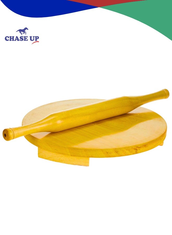 Chase Up Wooden Rolling Pin and Board Set, 10 Inch , Wooden, WCB010,Chakla Belan, Roti Roller, Chapati Maker, Roti Maker, Tortilla Roller - Image 1