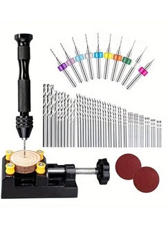 Generic 62pcs Hand Drill Tool Set, Jewelry Drill Resin Drill Mini Drill Hand Drill, For Jewelry Making Pin Vise Hand Drill Hand Drill For Resin Micro Drill Bit Mini Drill Set  - Image 1
