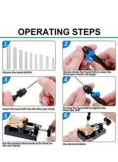 Generic 62pcs Hand Drill Tool Set, Jewelry Drill Resin Drill Mini Drill Hand Drill, For Jewelry Making Pin Vise Hand Drill Hand Drill For Resin Micro Drill Bit Mini Drill Set  - Image 4