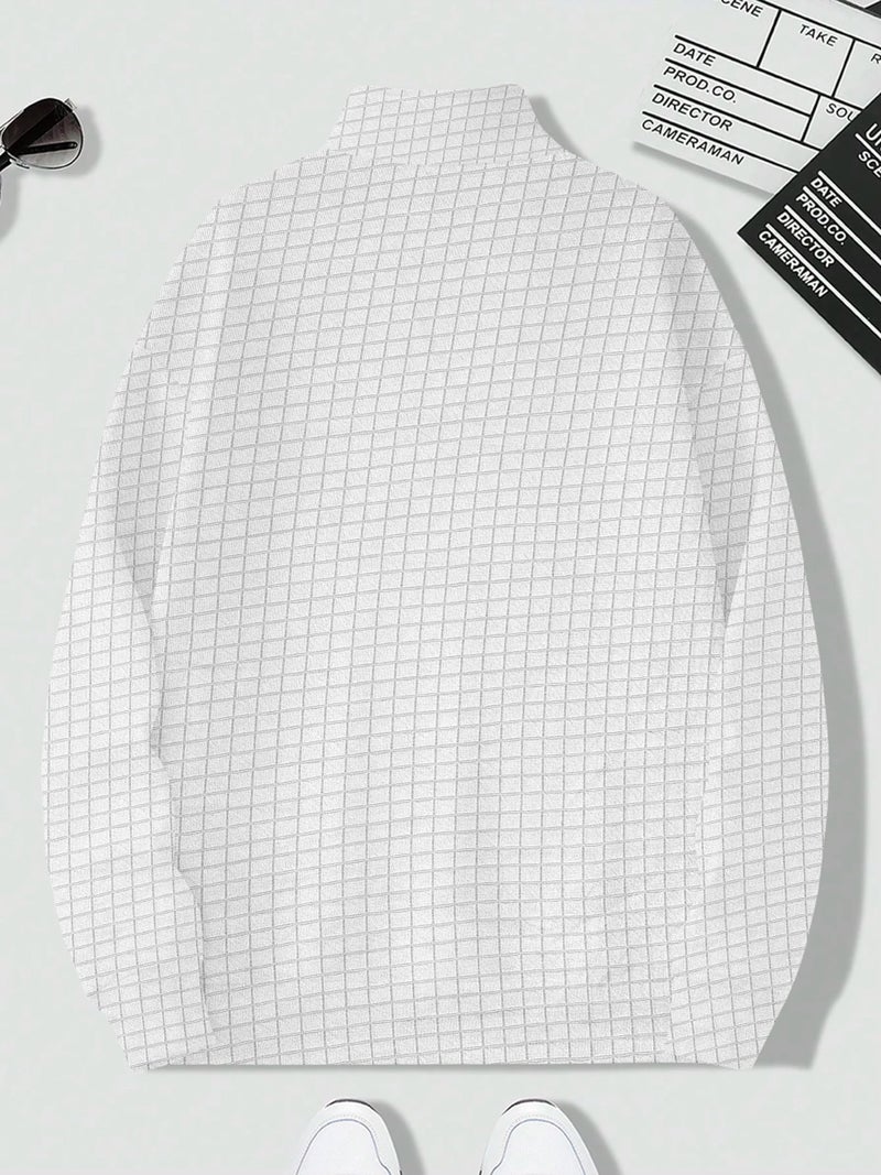 KAJARU Men's Textured Half-Zip Short Sleeve Sweatshirt - Casual Summer Pullover Top (in, Alpha, XL, Regular, White) - Image 5