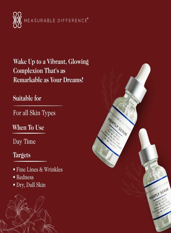 Measurable Difference Nightly serum face moisturizer with lactic acid hyaluronic acid & green tea extract | hydrates & smooths Skin & dissolves dead skin cells | Reduce fine lines and wrinkles treatment for All Skin Types - Image 5