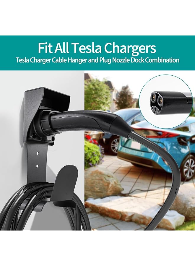 KASTWAVE For Tesla Charger Holder Wall-Mount, W/Non-Cutting Cable Organizer, Outdoor/Indoor, Ev Cable Holder And Charger Plug Nozzle Holster, Bracket Adapter Fit Model 3/Y/S/X - Image 5