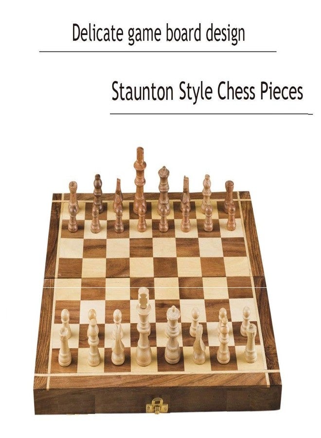 ZELVO Magnetic Chess Board Educational Toys Travel Chess Set with Folding Board for Kids and Adults Indoor Outdoor Educational Travel Toys Wooden Color (12x12 Inches, Brown) - Image 5