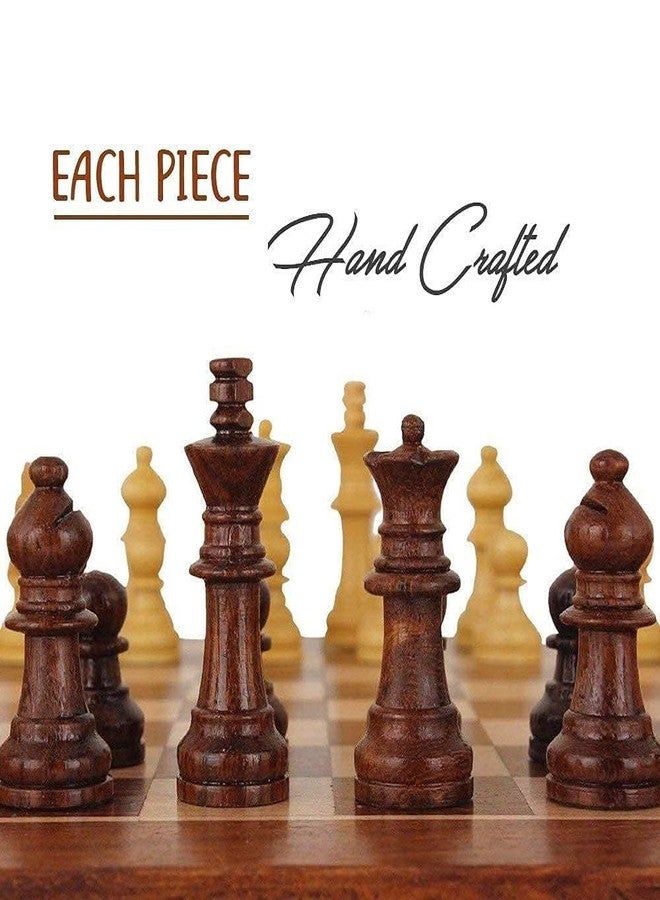 ZELVO Magnetic Chess Board Educational Toys Travel Chess Set with Folding Board for Kids and Adults Indoor Outdoor Educational Travel Toys Wooden Color (12x12 Inches, Brown) - Image 4
