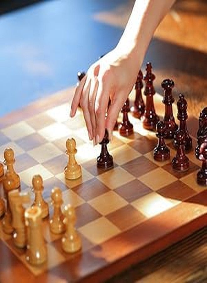 ZELVO Magnetic Chess Board Educational Toys Travel Chess Set with Folding Board for Kids and Adults Indoor Outdoor Educational Travel Toys Wooden Color (12x12 Inches, Brown) - Image 3