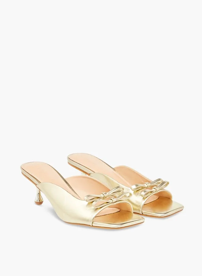 سيليست Women's Solid Slip-On Sandals with Kitten Heels Ramadan Collection