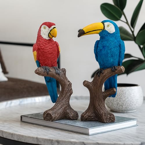Xtore Parrot Love Couple Vastu Bird Figurine Showpiece Sitting on Tree for Home Decor (Pack of 1, Multicolor) - Image 1