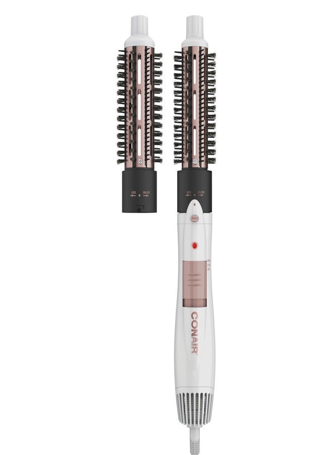 CONAIR فرشاة هواء ساخن مزدوجة السيراميك من كونير 2 في 1، 1000 واط، فرشاة حرارية قابلة للتبديل بحجم 1¼" و 1½" لتجعيد الشعر الكثيف والأسلوب المستقيم، فرشاة ساخنة للشعر الناعم والكثيف - Image 1