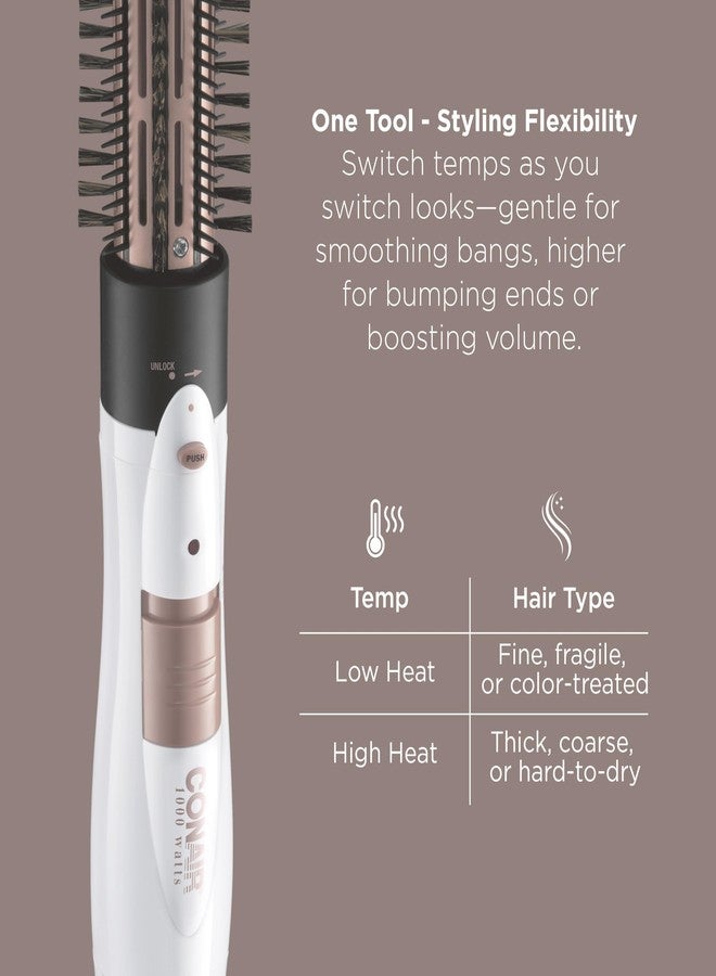 CONAIR فرشاة هواء ساخن مزدوجة السيراميك من كونير 2 في 1، 1000 واط، فرشاة حرارية قابلة للتبديل بحجم 1¼" و 1½" لتجعيد الشعر الكثيف والأسلوب المستقيم، فرشاة ساخنة للشعر الناعم والكثيف - Image 4