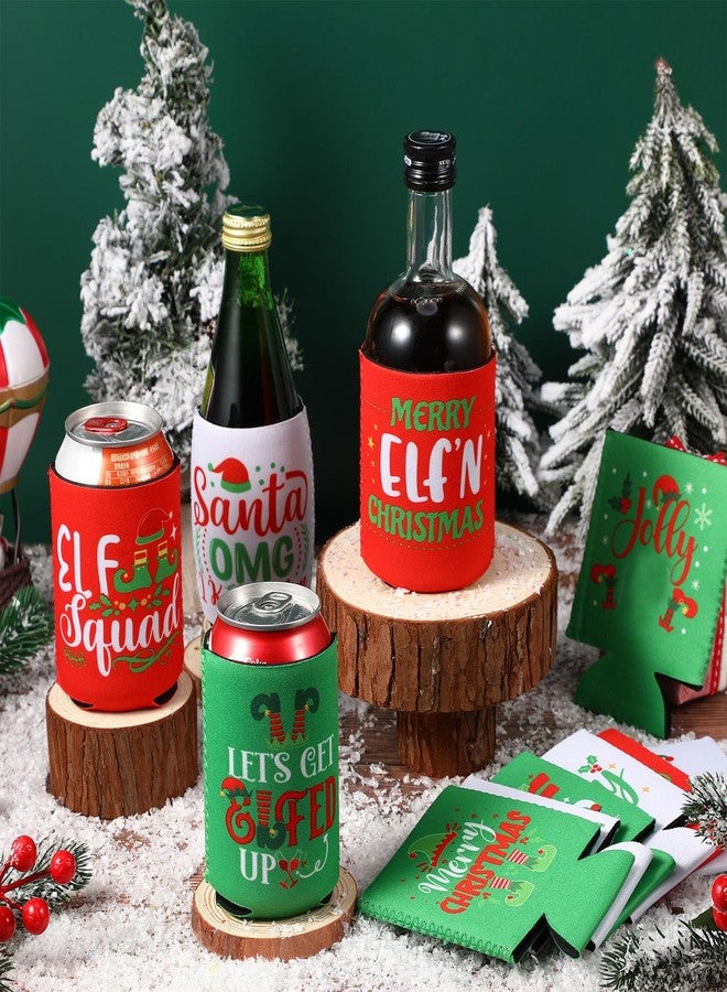 Pickmesh 12 count Christmas Can Coolers Sleeves Xmas Funny Elf Neoprene Can Covers Bulk Holiday Beverages Can Insulated Covers for Christmas Winter Holiday Party Bottle Decor - Image 4