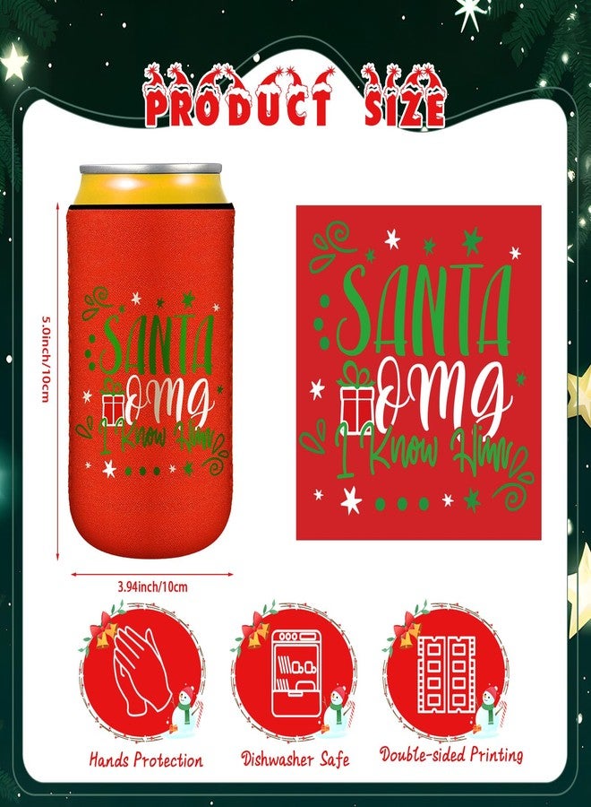 Pickmesh 12 count Christmas Can Coolers Sleeves Xmas Funny Elf Neoprene Can Covers Bulk Holiday Beverages Can Insulated Covers for Christmas Winter Holiday Party Bottle Decor - Image 2