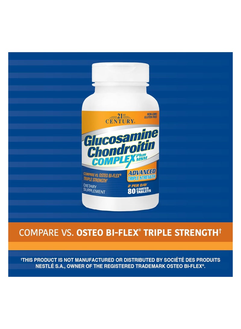 21st Century Glucosamine Chondroitin Complex Plus MSM Advanced Triple Strength 80 Tablets  - Image 2