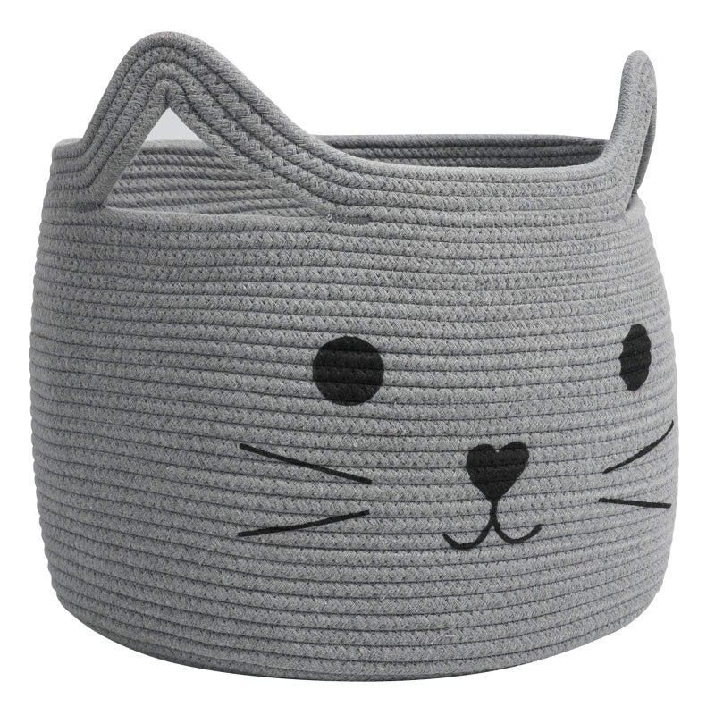 HiChen Large Woven Cotton Rope Storage Basket Baby Laundry Basket Organizer for Towels Blanket Toys Clothes Gifts Pet Gift Baskets for Cat Dog 157 L118 H Gray