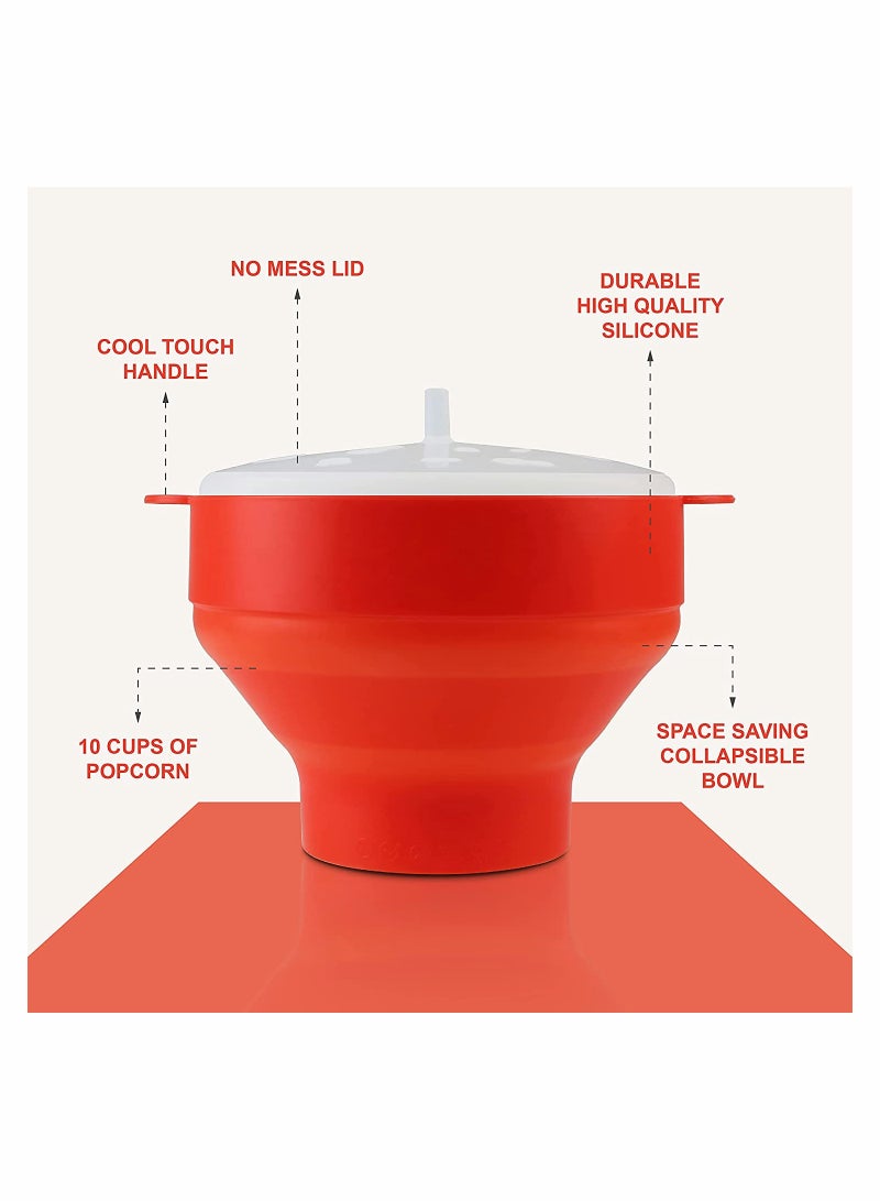 KASTWAVE Silicone Microwave Popcorn Popper with Lid, BPA Free Microwave Popcorn Popper - Image 2