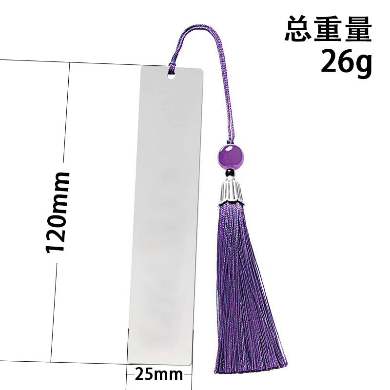Bookmark Student Teacher Souvenir Teacher'S Day Gift Engraving Holiday Gift Purple Tassel Metal Bookmark - Image 3