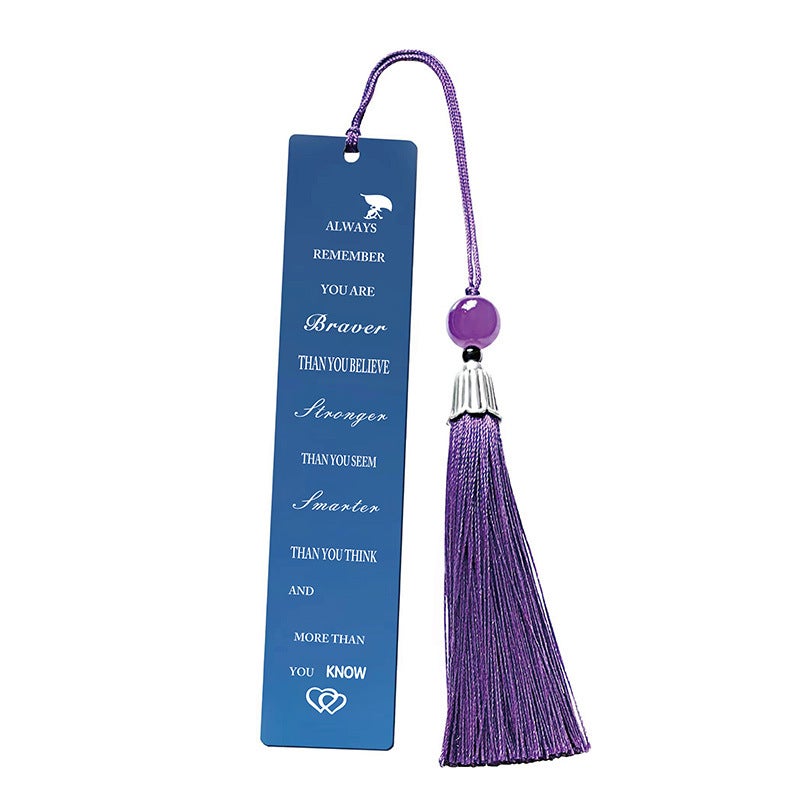 Bookmark Student Teacher Souvenir Teacher'S Day Gift Engraving Holiday Gift Purple Tassel Metal Bookmark - Image 5