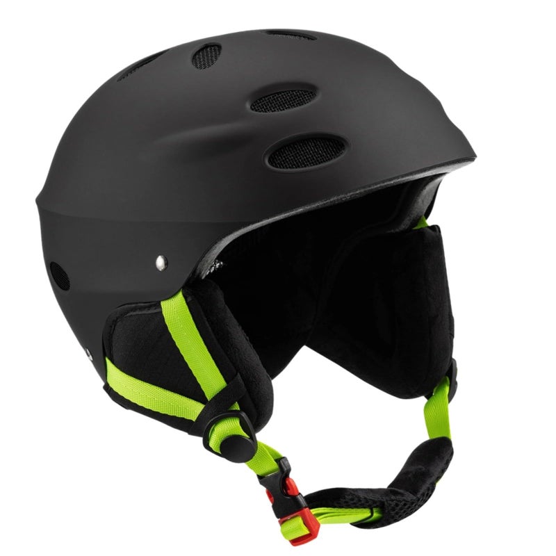 Black Safety Helmet with Earmuffs for Kayaking Skiing Water and Winter Sports - Image 2