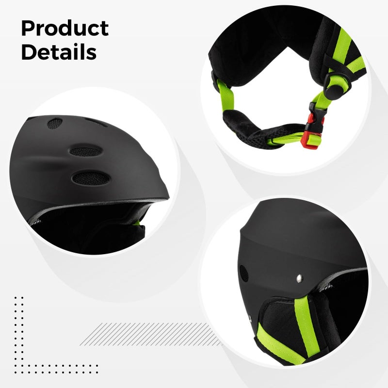 Black Safety Helmet with Earmuffs for Kayaking Skiing Water and Winter Sports - Image 3