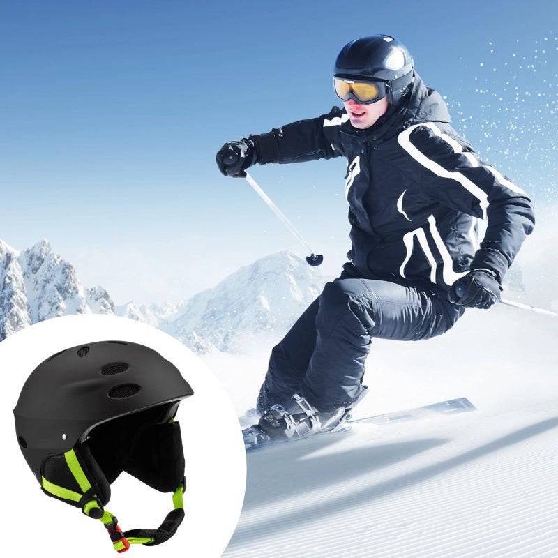 Black Safety Helmet with Earmuffs for Kayaking Skiing Water and Winter Sports - Image 4