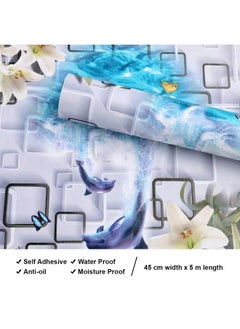 wolpin Wall Stickers DIY Wallpaper (45 x 500 cm) 3D Frames and Dolphins Flowers Self Adhesive Decals Kids Room Decoration, Dolphin Blue, 24.27 sq ft - pzsku/Z1BB3B9C1F2383375F322Z/45/_/1738305955/3fe0210e-2ce4-4edd-ab72-af6174dd4969