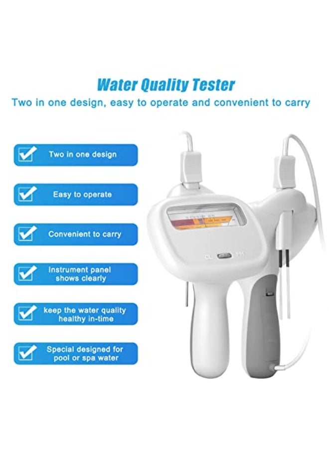 Generic اختبار حمام السباحة، PC102C اختبار جودة مياه حمام السباحة محمول الرقم الهيدروجيني CL2 الكلور عدادات درجة الحموضة اختبار 2 في 1  - Image 2
