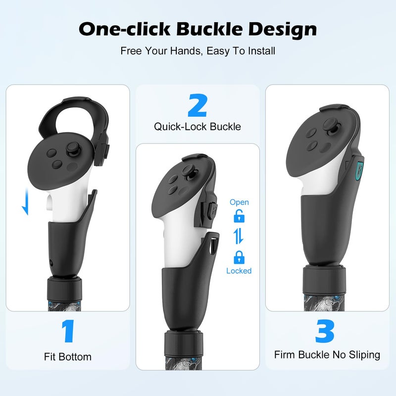 Rechale Upgraded Controller Extensions Gorilla Tag Long Arms for Meta Quest 3S/Quest 3 Beat Saber Handles Golf Club Attachment VR Sticks Controller Grips for Quest 3S/3 VR Gaming UG Accessories (Phantom) - Image 2