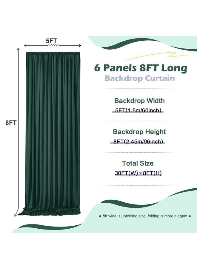 NSSONBEN 30ft×8ft Wrinkle Free Blackish Green Backdrop Curtain for Wedding Party 6 Panels 5ft×8ft Hunter Green Polyester Drapes for Curtain Backdrop Decor Birthday Baptism Baby Shower Photography - Image 5