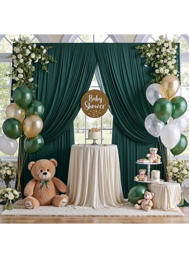 NSSONBEN 30ft×8ft Wrinkle Free Blackish Green Backdrop Curtain for Wedding Party 6 Panels 5ft×8ft Hunter Green Polyester Drapes for Curtain Backdrop Decor Birthday Baptism Baby Shower Photography - Image 4
