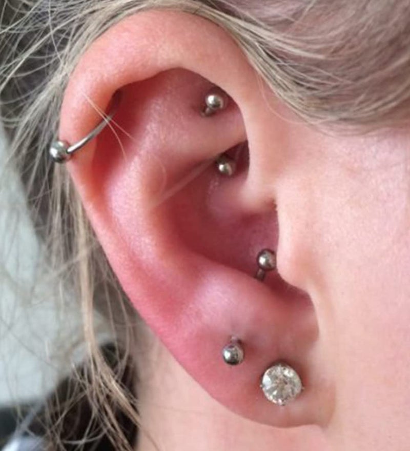 Longita Internally Threaded Rook Piercing Jewelry, Eyebrow Rings, Vertical Labret Lip Jewelry, 16g Curved Barbell, 8mm 10mm Silver - Image 2