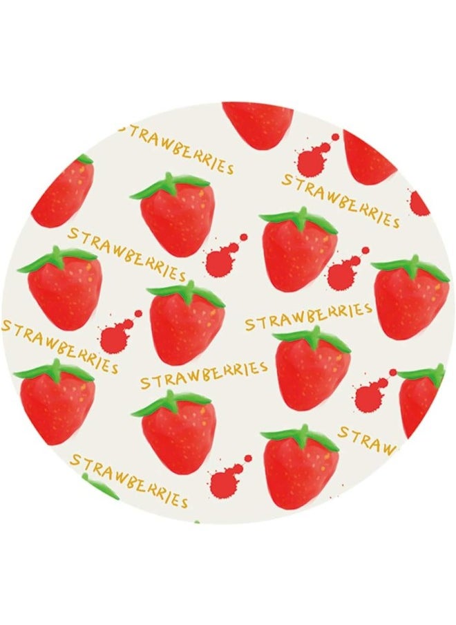 silvercnc Covers for The Home Deluxe Elastic Edged Fitted Table Cover - Round - Tablecloths Kitchen Decor - Strawberry 1.2m  - Image 1