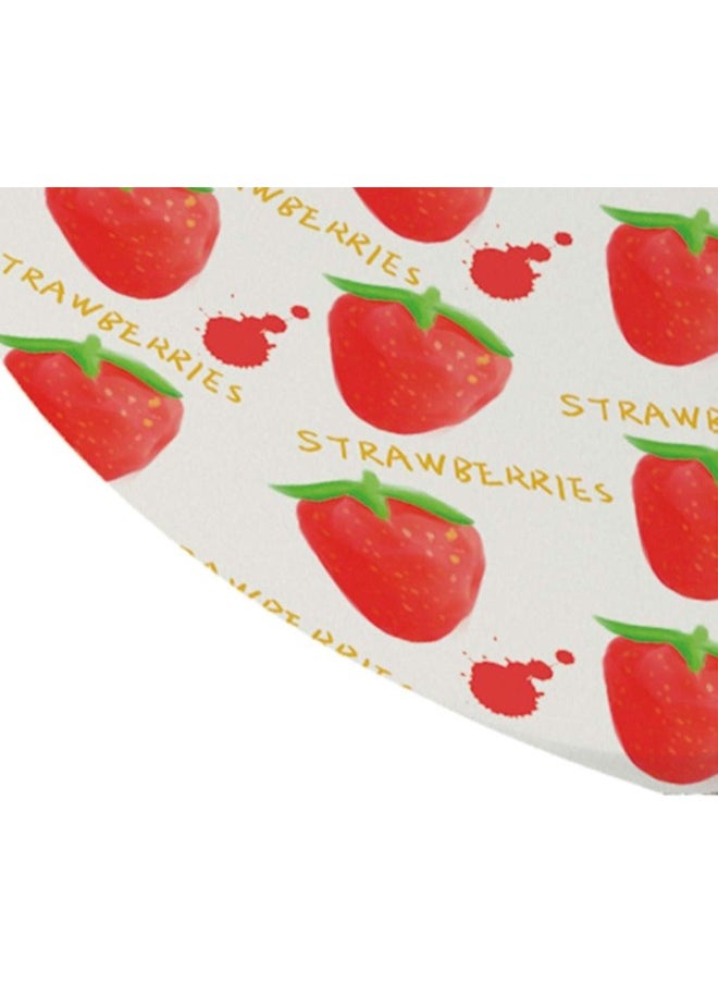 silvercnc Covers for The Home Deluxe Elastic Edged Fitted Table Cover - Round - Tablecloths Kitchen Decor - Strawberry 1.2m  - Image 2