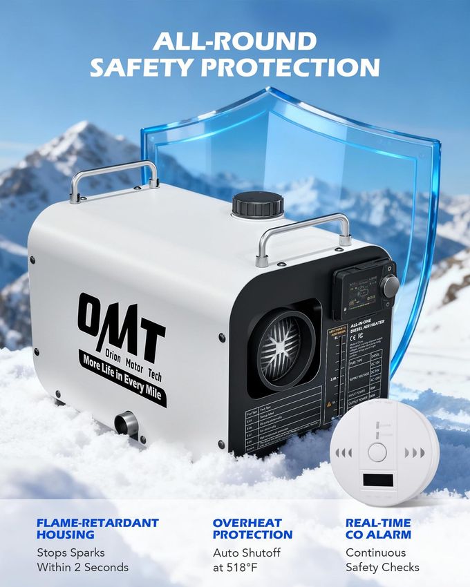Orion Motor Tech 5Kw Diesel Heater, 12V 24V All In One Diesel Air Heater 1.3 Gal Tank With Co Alarm Auto Shutoff Compatible With Car Truck Rv Camper Boat Not An Engine Part - Image 3