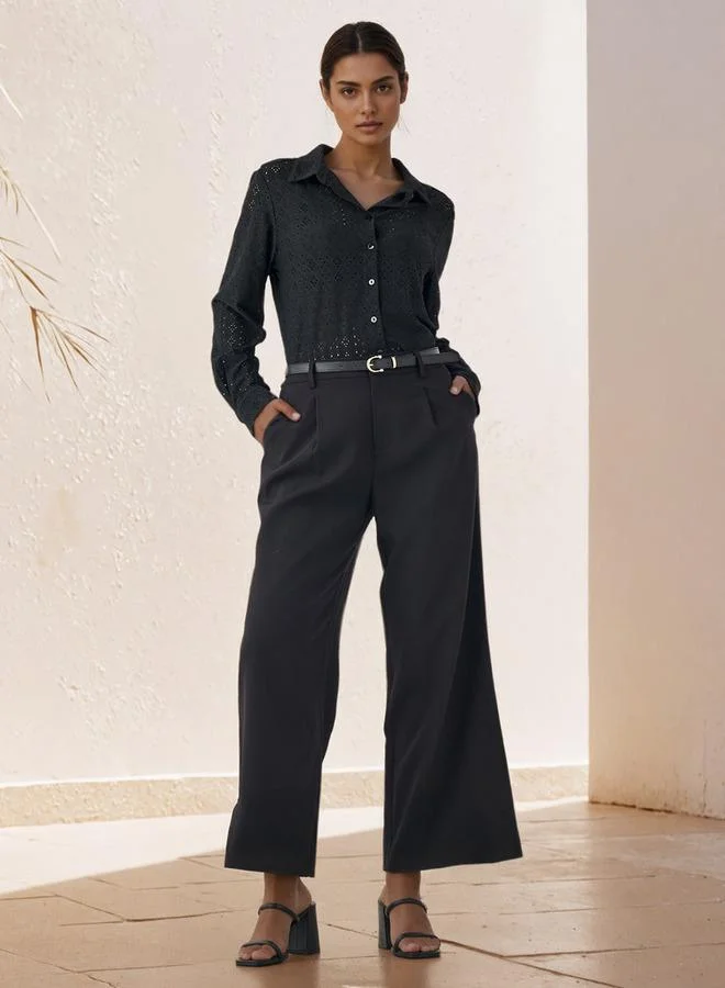 Splash FAV Regular Fit Viscose Schiffli Textured Shirt with Collar