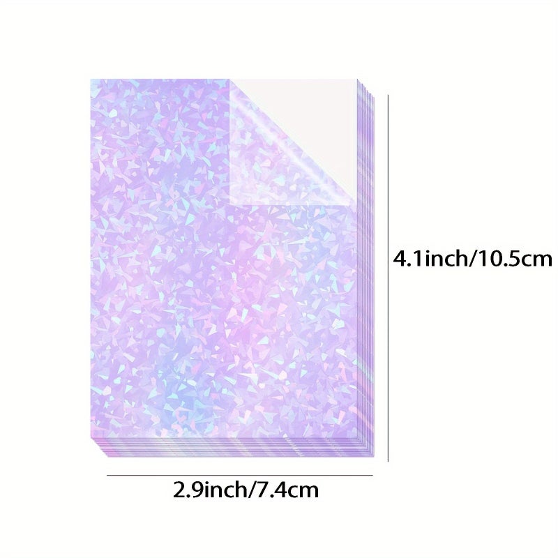 50 Sheets Broken Glass Glitter Holographic Clear Vinyl Self Adhesive Laminating Film 2.9x4.1 Inch Waterproof for Decoration and Stickers - Image 2