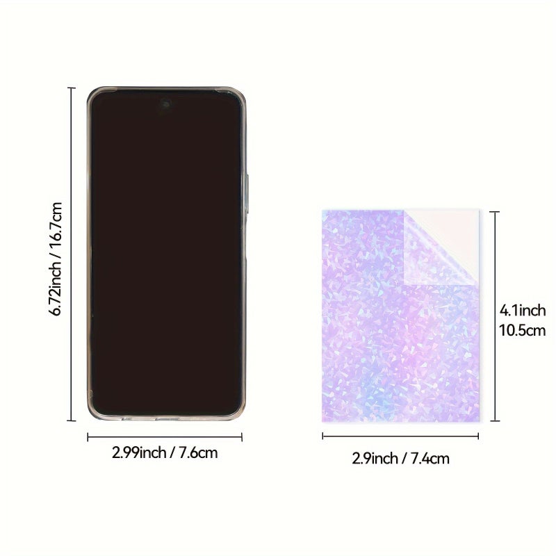50 Sheets Broken Glass Glitter Holographic Clear Vinyl Self Adhesive Laminating Film 2.9x4.1 Inch Waterproof for Decoration and Stickers - Image 3