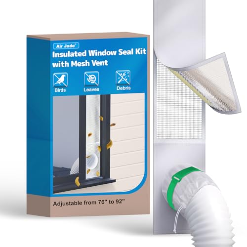 Air Jade Portable Air Conditioner Sliding Door Vent Kit, Insulated Sliding Door AC Vent Kit with Mesh Vent, Adjustable Door Seal Kit from 76" to 92", Fits 4", 5" and 5.9" Duct & Hose, with Leaf Guard - Image 1