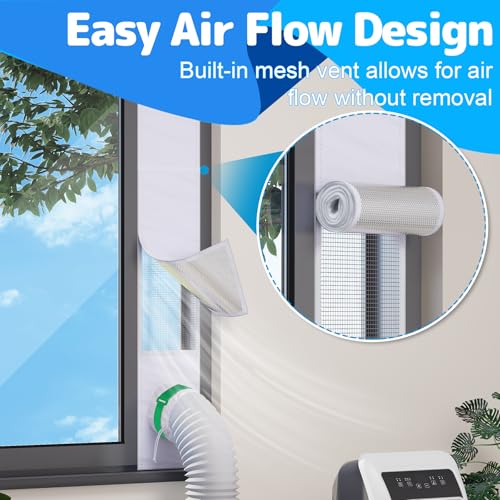 Air Jade Portable Air Conditioner Sliding Door Vent Kit, Insulated Sliding Door AC Vent Kit with Mesh Vent, Adjustable Door Seal Kit from 76" to 92", Fits 4", 5" and 5.9" Duct & Hose, with Leaf Guard - Image 3