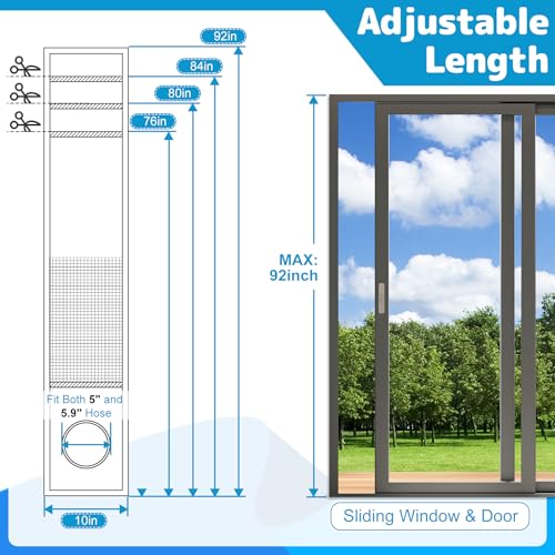 Air Jade Portable Air Conditioner Sliding Door Vent Kit, Insulated Sliding Door AC Vent Kit with Mesh Vent, Adjustable Door Seal Kit from 76" to 92", Fits 4", 5" and 5.9" Duct & Hose, with Leaf Guard - Image 2