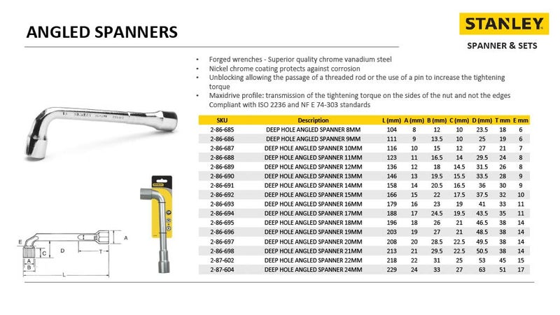 Stanley STANLEY 286688 Deep Hole Angled Spanner 11 mm  - Image 5