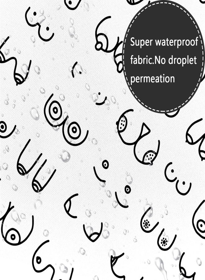iTapnoom Funny Shower Curtain for Bathroom, Fun Boobs Nude Female Body Hilarious Art Fabric Shower Curtains Set Accessories, Unique Butt Get Naked White Bathroom Decor with Hooks 72X72 Inches - Image 5