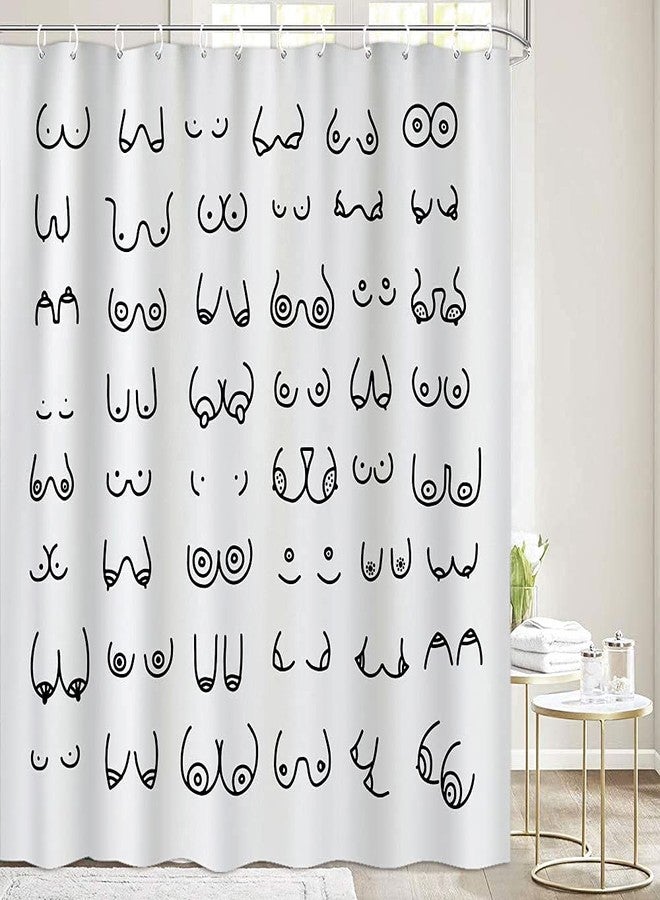 iTapnoom Funny Shower Curtain for Bathroom, Fun Boobs Nude Female Body Hilarious Art Fabric Shower Curtains Set Accessories, Unique Butt Get Naked White Bathroom Decor with Hooks 72X72 Inches - Image 1