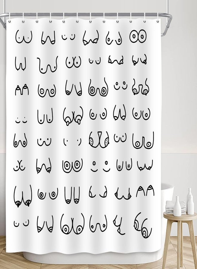 iTapnoom Funny Shower Curtain for Bathroom, Fun Boobs Nude Female Body Hilarious Art Fabric Shower Curtains Set Accessories, Unique Butt Get Naked White Bathroom Decor with Hooks 72X72 Inches - Image 4