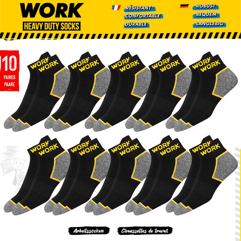 SOXCO WORK Men's Short Socks Black Ankle Length 10 Pairs, US 9-12 - Image 4