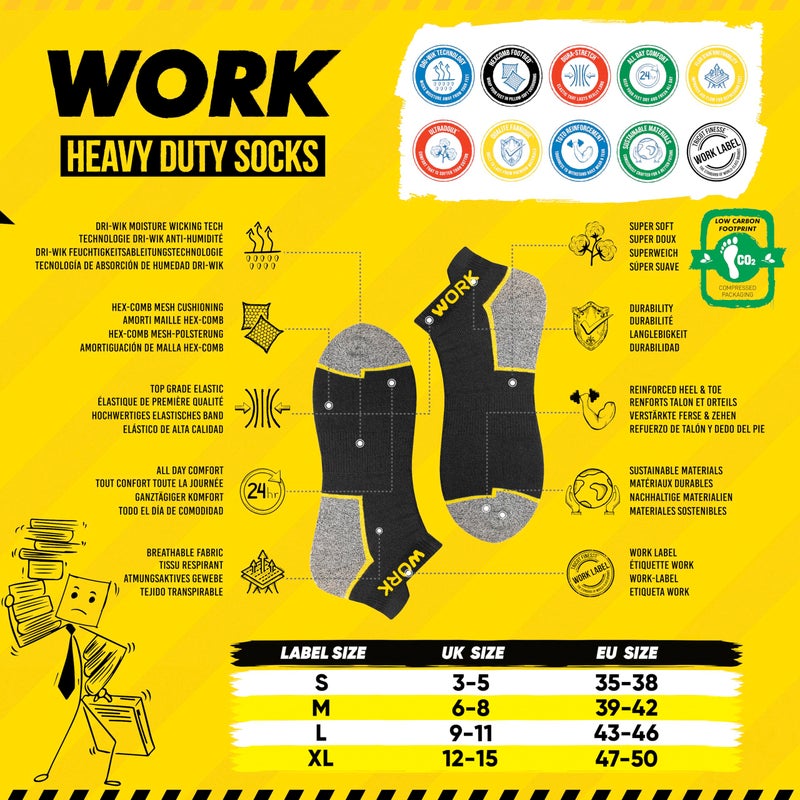 SOXCO WORK Men's Short Socks Black Ankle Length 10 Pairs, US 9-12 - Image 2